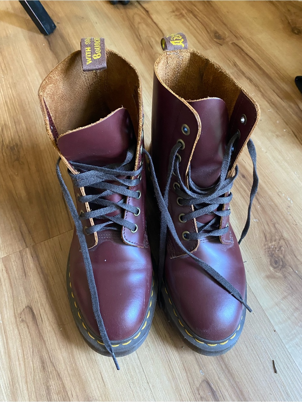 Dr. Martens Burgundy Leather Lace-Up Boots